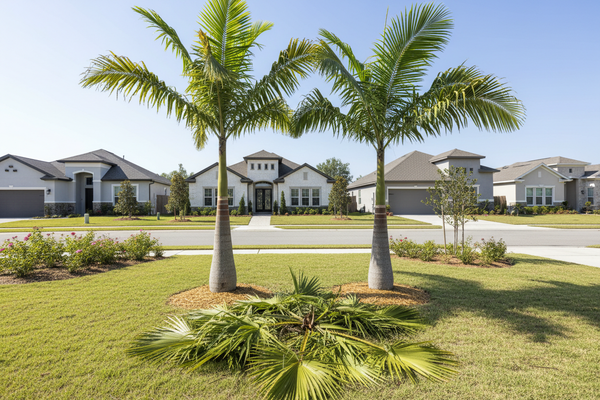 make it only a couple of palms but in a neighborhood